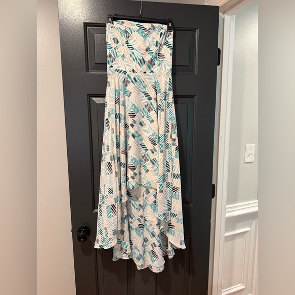 White House Black Market Green Strapless High Low Sundress - Picture 2 of 4